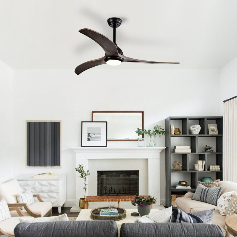 Ventilateur de plafond à DEL à intensité variable de 52 po avec télécommande 3CCT et mémoire de minuterie à moteur à courant continu pour le salon ou la cuisine
