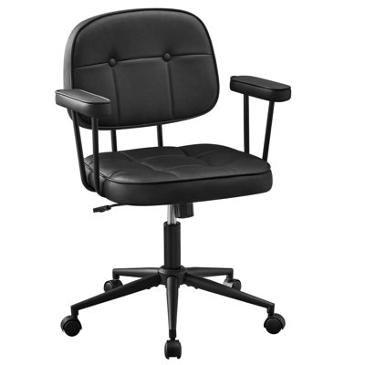 Ergonomic Swivel Home Office Chair, Faux Leather Arm Task Chair with Low Back,Rocking Function.