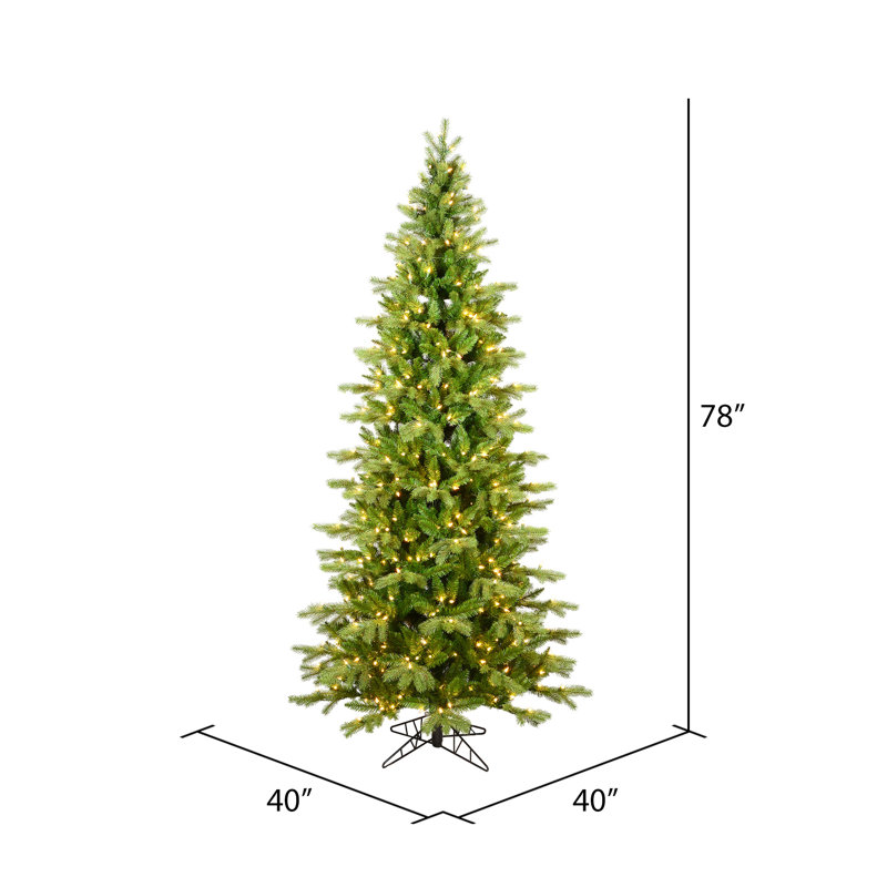 Vickerman Balsam Spruce Slim Artificial Christmas 12' H Lighted Artificial Spruce Christmas Tree, 12' H x 65" W
