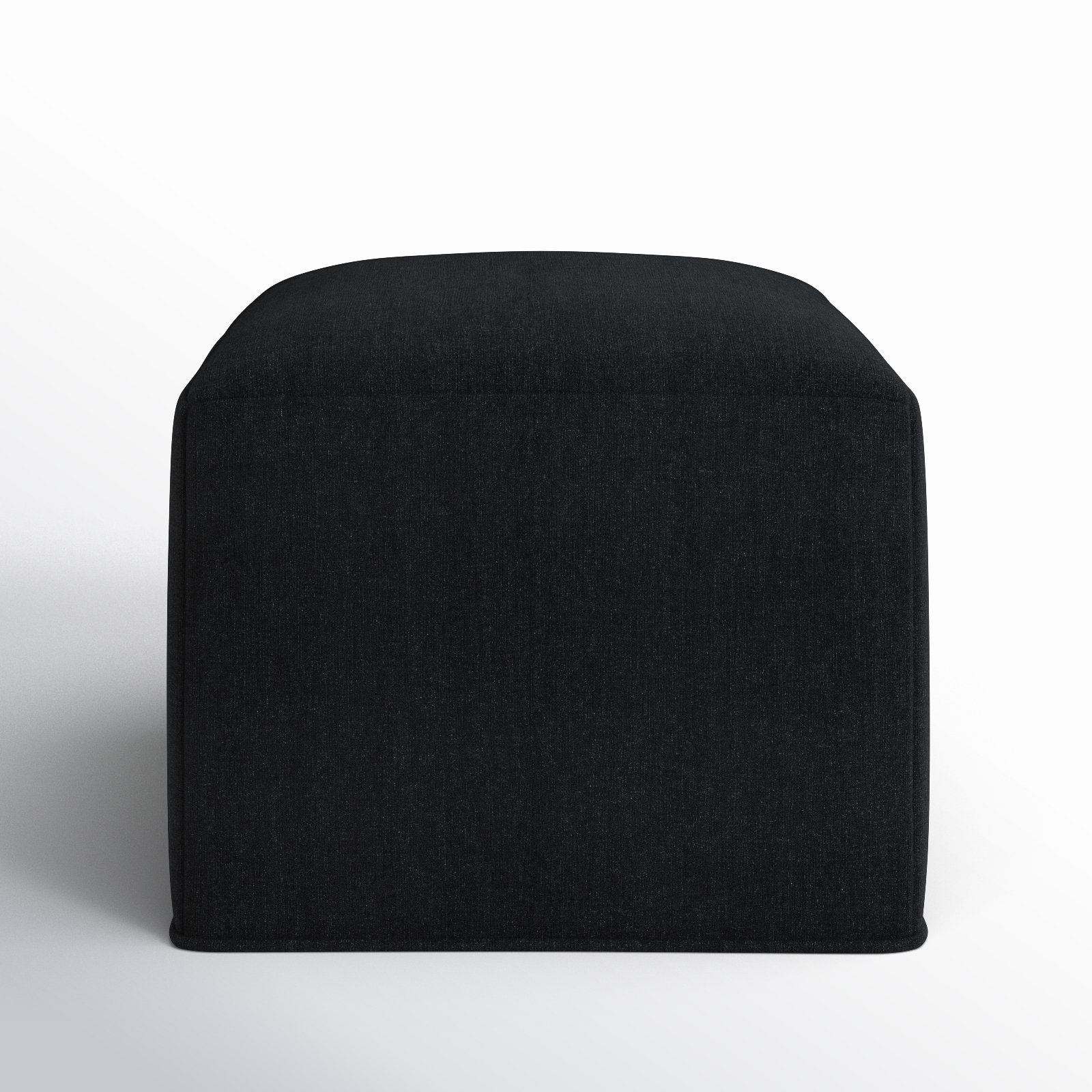 Praia Sunbrella® Upholstered 22" Outdoor Ottoman, Canvas Black Sunbrella® Canvas