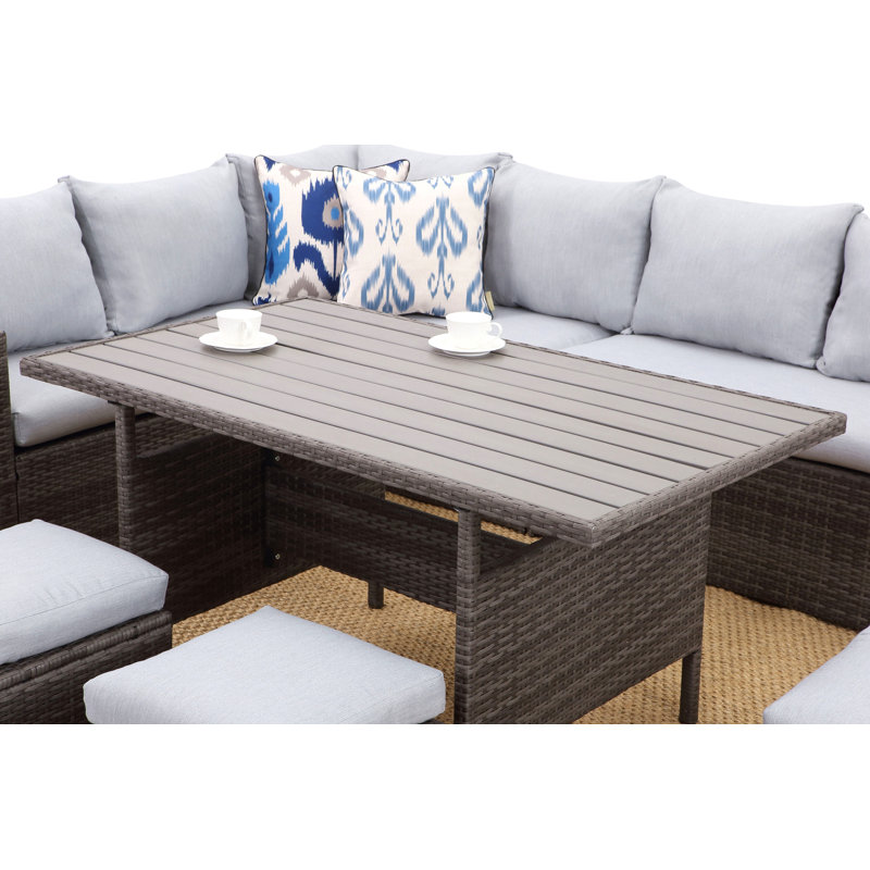 Ensemble de canapé modulaire en rotin 7 pièces avec coussins 7 pièces Pe Rattan Wicker, Gris