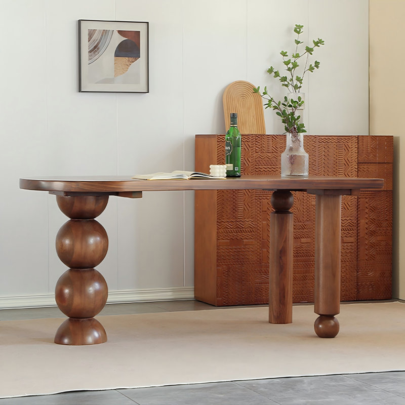Table de salle à manger en bois de noyer massif et brun, H 29,53 po x L 70,87 po x l 31,5 po