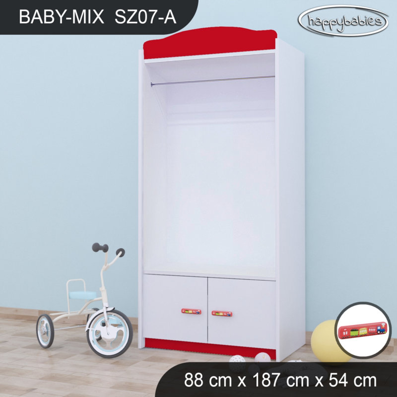 2 Door Wardrobe, Red
