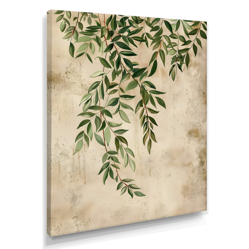 «Green Botanical Plant Vines II - Plants», reproduction d'art mural, Toile tendue, H 32 po x l 24 po x P 1 po