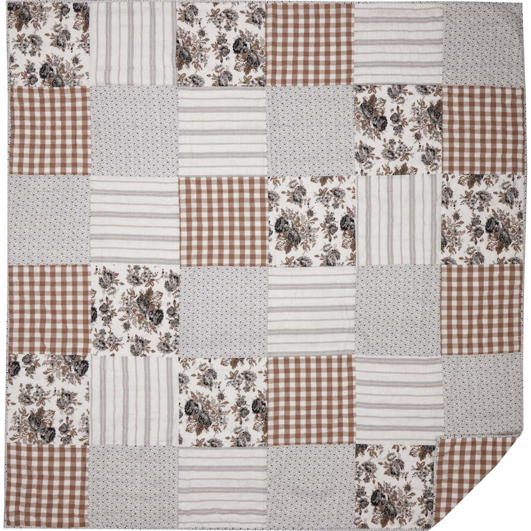 Annie Floral Standard Reversible Single Piece Quilt VHC Brands 