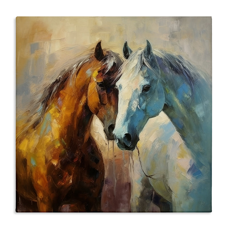 «Painterly Horse pair», art mural sur toile par Irena Orlov, H 24 po x l 24 po