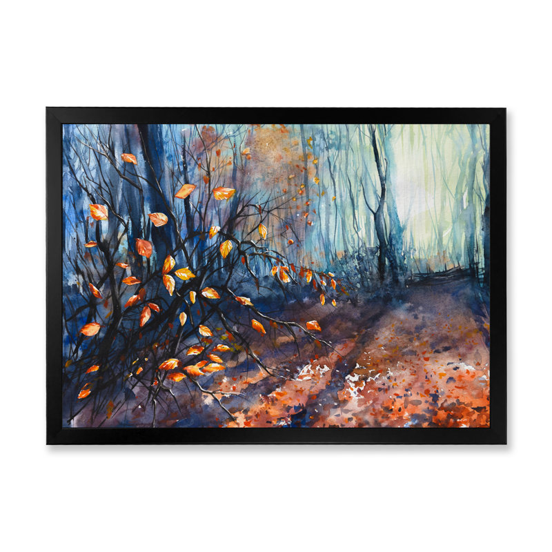 Mystic Autumn Forest - reproduction d'art sur toile encadrée, Cadre noir, H 8 po x l 12 po x P 1 po