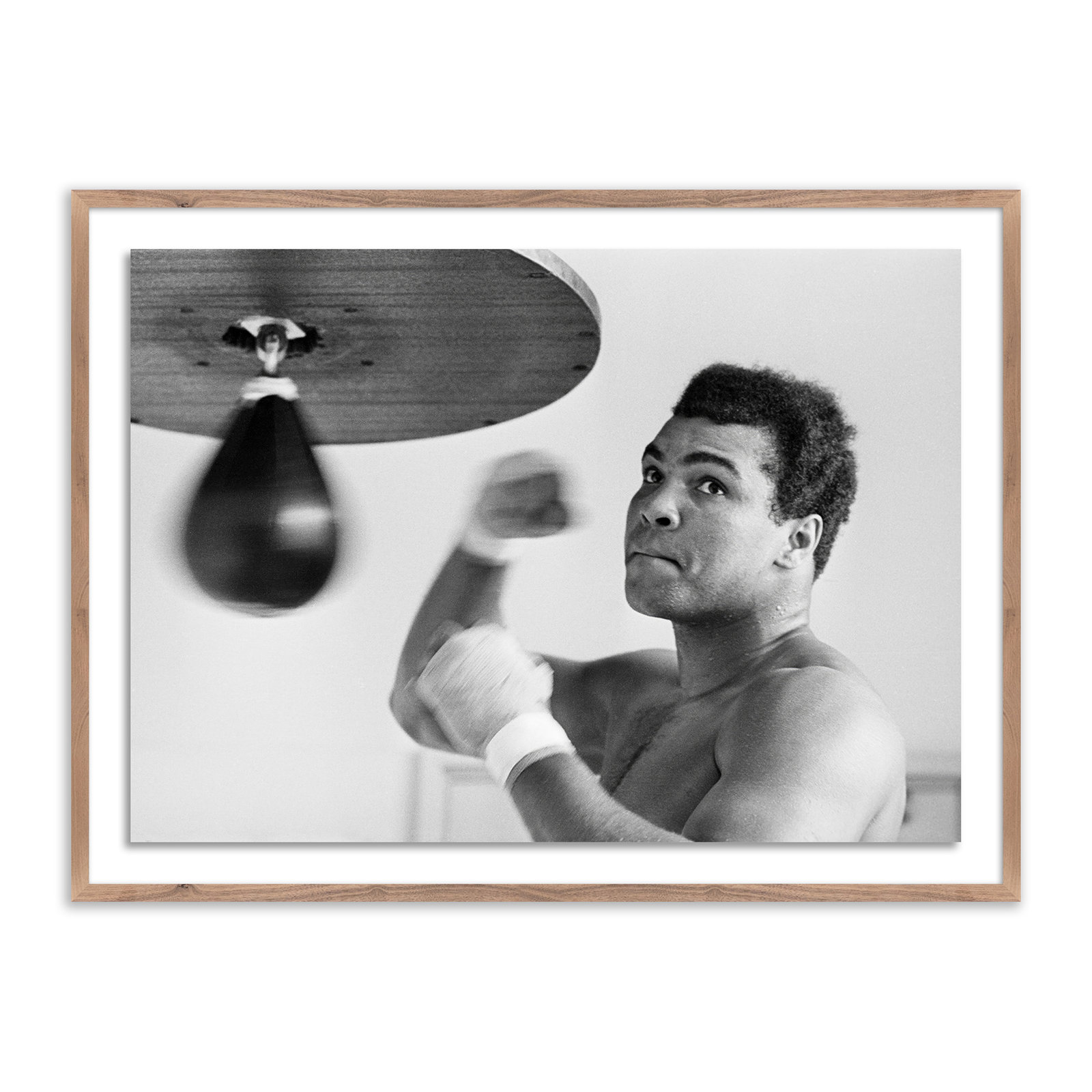 Muhammad Ali Punching Bag by Getty Images, Rustic Walnut Framed, 30" H x 40" W
