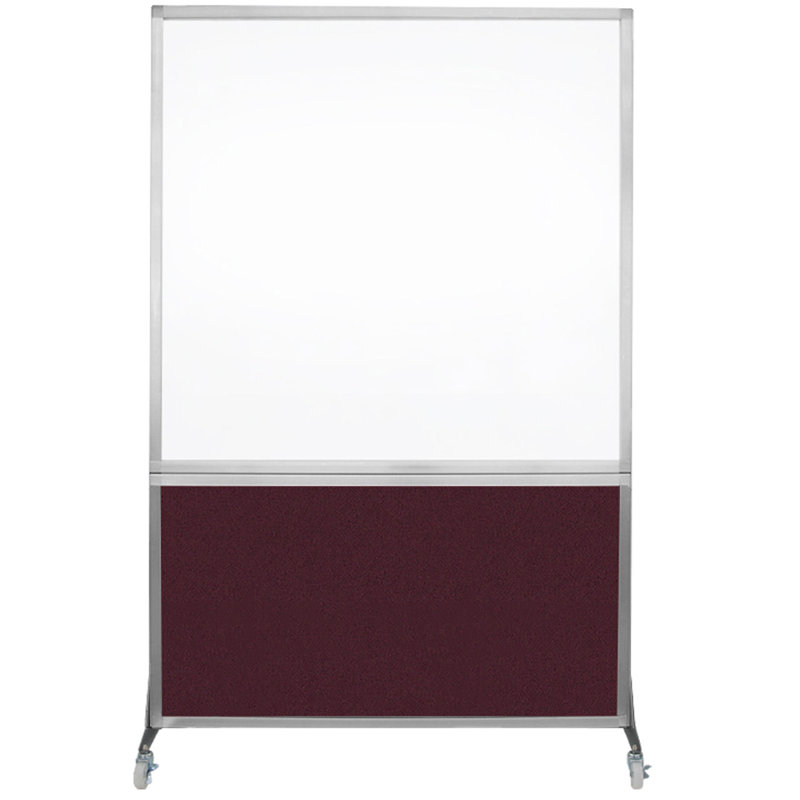 Tableau blanc mobile 6 'de haut DivideWrite, Canneberge, H 72 po x l 48 po, Argent