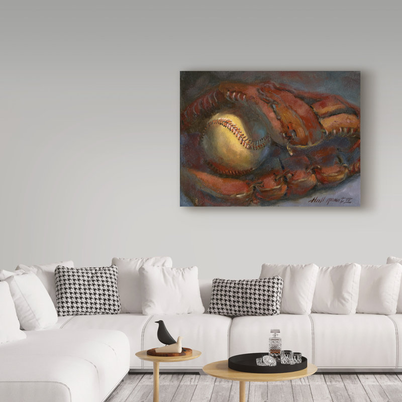 «Baseball and Mitt» par Galan, reproduction de peinture acrylique sur toile tendue, H 24 po x l 32 po x P 2 po