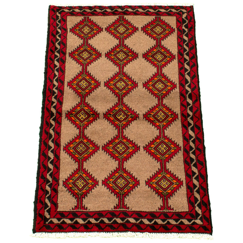 Tapis décoratif en laine noué à la main de conception unique noué à la main des années 1990 en laine de 3 pi 2 po x 5 pi 10 po