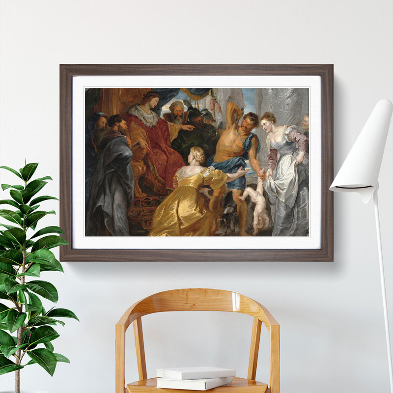 The First Book of Kings in the Bible by Peter Paul Rubens - Picture Frame Painting, 27cm H x 36cm W x 2cm D, Walnut