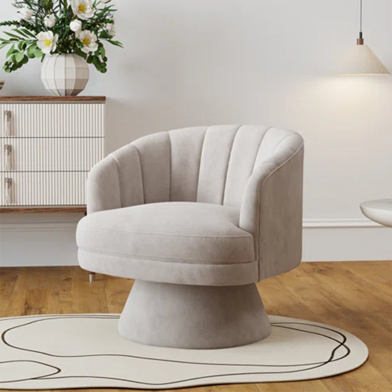 Fauteuil demi-tonneau pivotant en velours Murrow, Gris