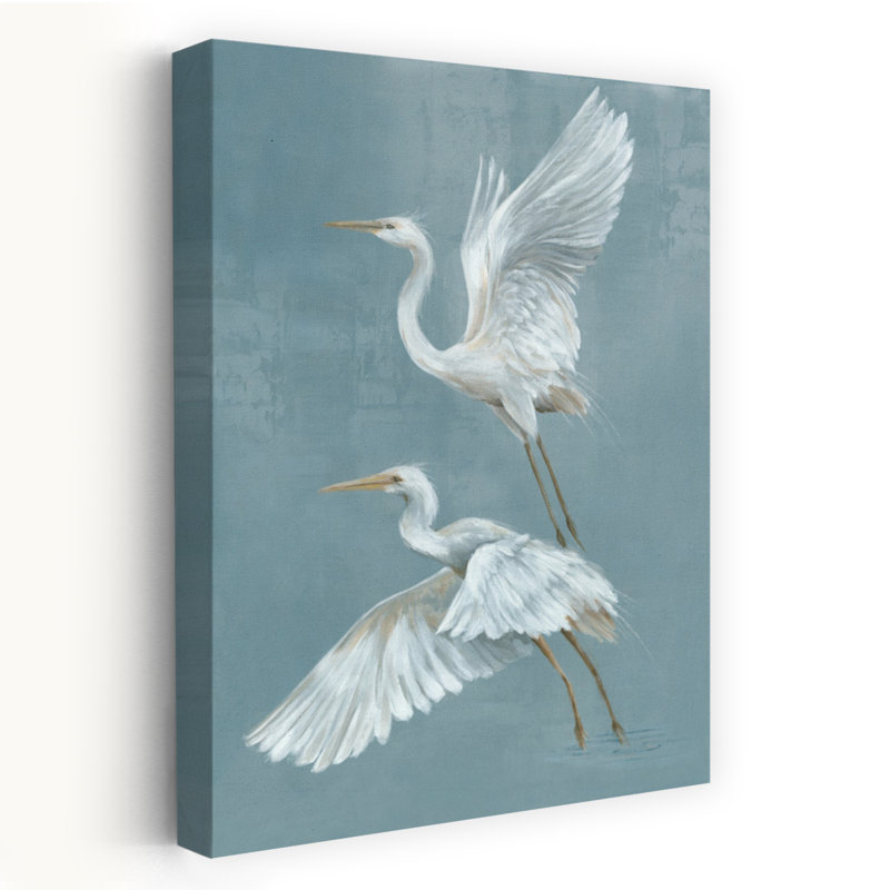 Graceful Herons I, art mural abstrait contemporain, H 36 po x l 24 po
