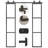 Metal and Tempered Glass Double Sliding Barn Door with Installation Hardware Kit, 2 Sets of Door-91084032