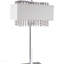 Lampe de table en métal de 28 po de hauteur avec finition argentée, abat-jour blanc et accents de cristal