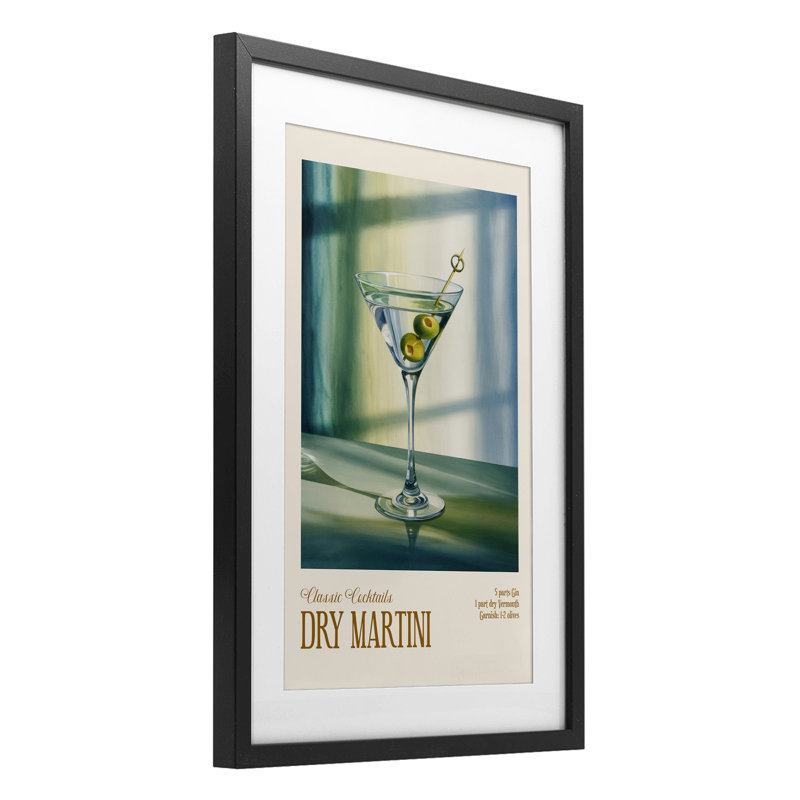«Dry Martini on Surface», reproduction encadrée sous verre, design par Andreas Magnusson, H 23 po x l 17 po