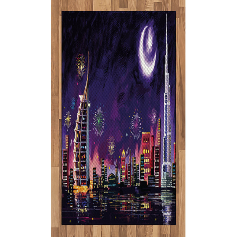 Tapis décoratif long en fibres de polyester haute densité Scenery, Rectangle 2 pi 7 po x 5 pi