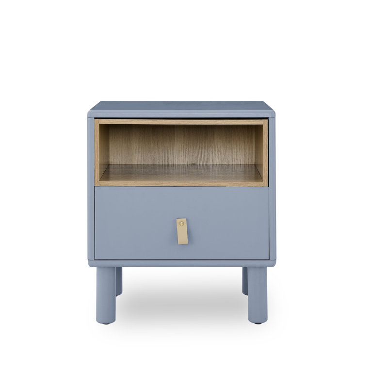 Modern Nightstand Single Drawer Bed Side Table Wood Nightstand Side Table With Drawer, Blue
