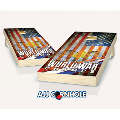 2' x 4' Back to Back World War Champs Solid Wood Cornhole Set with Bags