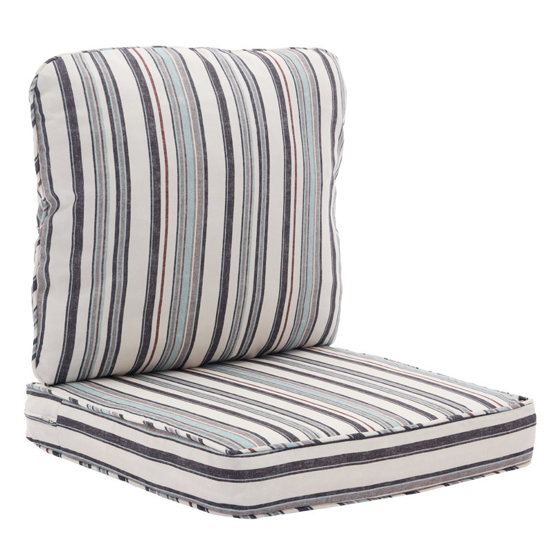 Outdoor 5'' Seat / Back Cushion, Beige/Blue/Black Striped
