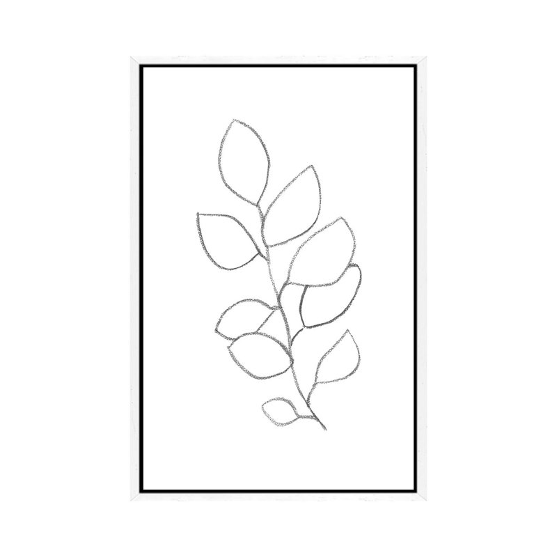 Line Art Plant II - Print on Canvas, 101.6cm H x 66.04cm W x 3.81cm D, White Framed