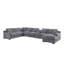 Canapé modulaire en tissu en chenille de 141,5 po de largeur avec méridienne, porte-gobelets et ports de recharge-645510948