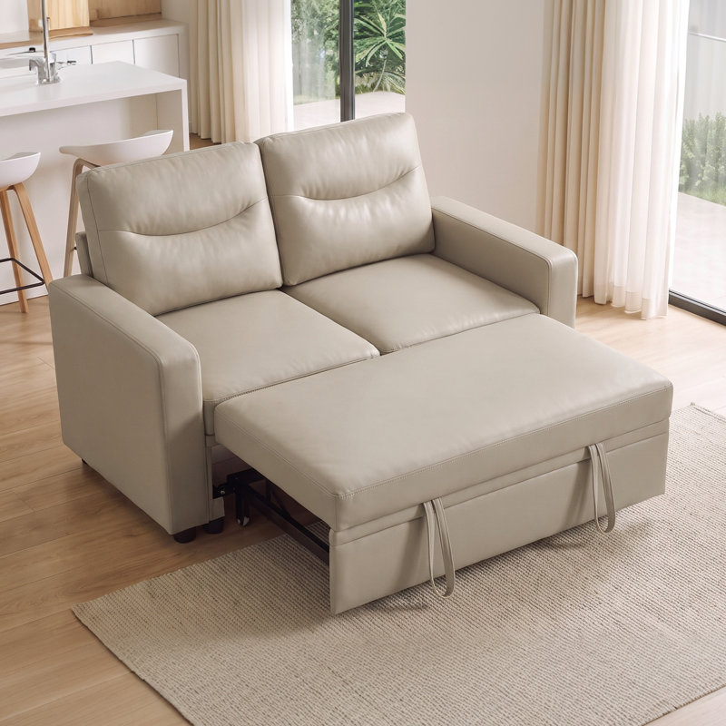 Canapé-lit convertible 2 places de 140 cm (55,3 po) avec sofa-lit gigogne, revêtement moderne en similicuir pour canapé d'angle modulaire