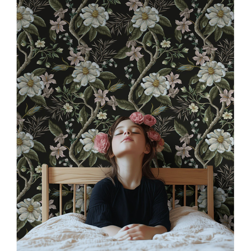 Papier peint floral foncé foncé