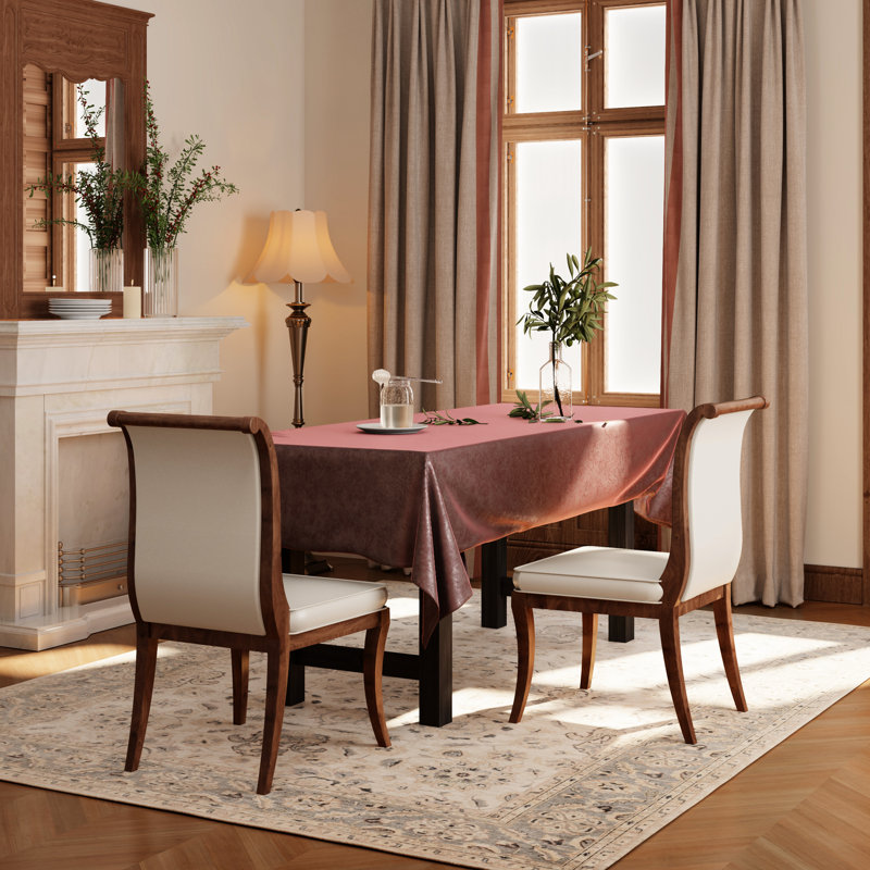 2 chaises d'appoint rembourrées au fini noyer traditionnel - tissu avec lignes courbes, structure solide, coussins confortables, design ergonomique