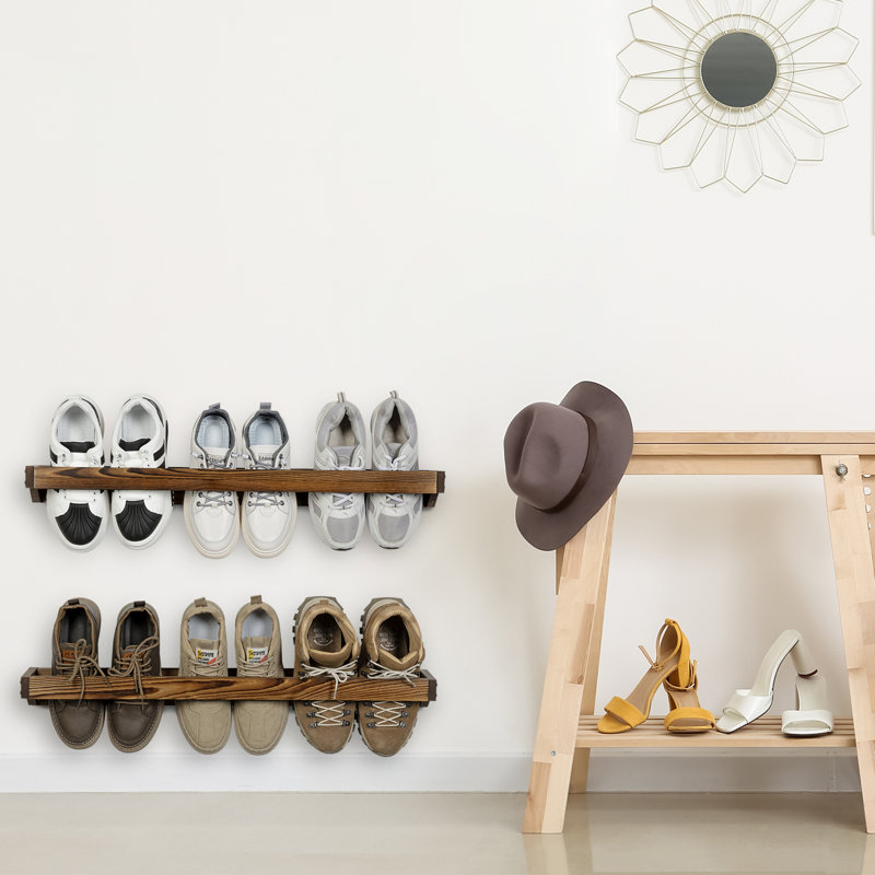 6 Pair Solid Wood Shoe Rack