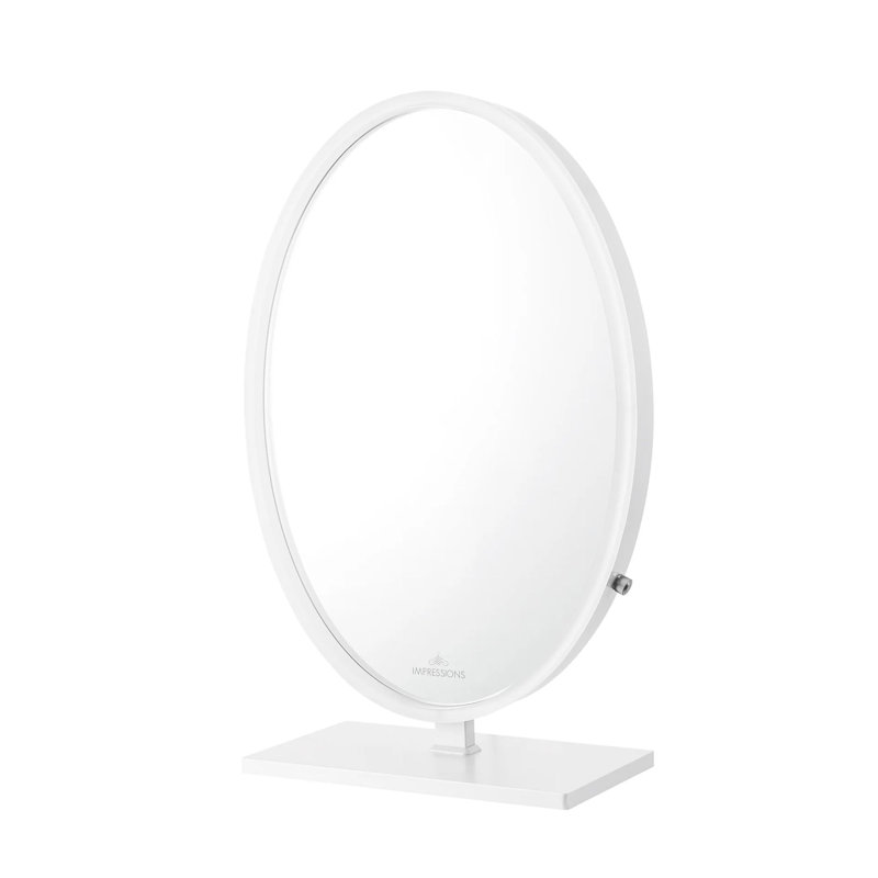 Miroir de table ovale Heiress Plus, Blanc, Bande de lumière DEL, 36,5 po x 23,75 po