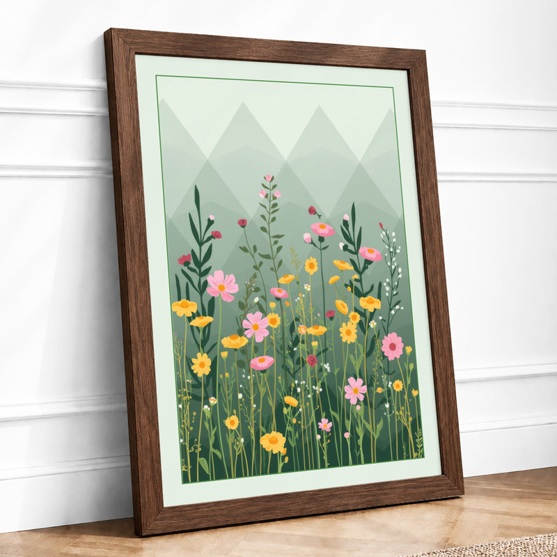 Wildflower Meadow Modern - Print, Walnut, A4 - 29.7 x 21.0 cm