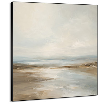 Très grande reproduction d'art sur toile - Doux bleu doux, paysage de lac serein pour le salon ou la chambre à coucher - «Assemblage requis du cadre (cadre non fini)»