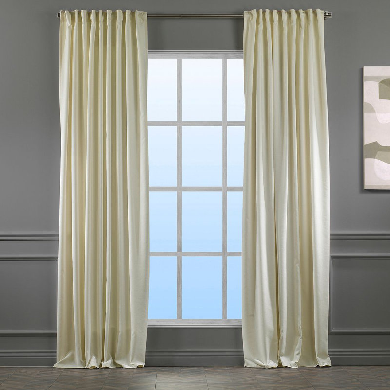 Blackout Thermal with Liner Extra Long & Extra Wide Decorative Curtain Single Panel, 140cm Width x 475cm Drop, Cream