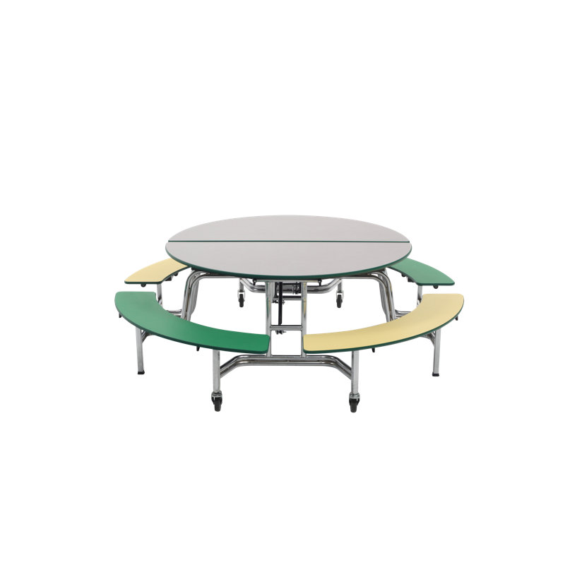 AmTab Manufacturing Corporation 60'' Round Bench Cafeteria Table