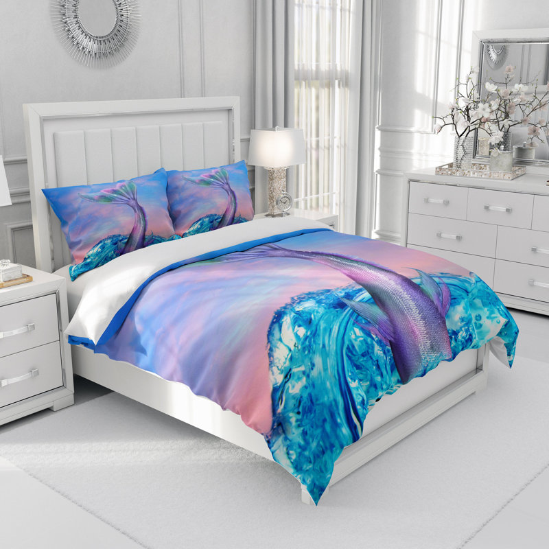  Ensemble de housse de couette Mermaid Splash, Housse de couette simple et 2 taies décoratives