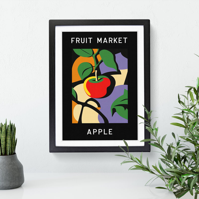 Apple Fruit Market Exhibition Vol.3 - Single Picture Frame Print on Wood, 46cm H x 34cm W x 2cm D