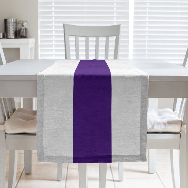 Chemin de table Seattle, Colorado, 72 po x 16 po, Blanc / mauve / blanc