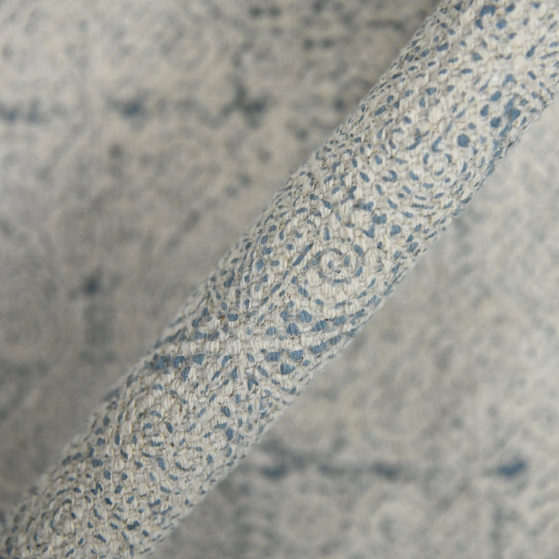 Blue Geometric Cotton Rectangular 5' x 7' Handmade Rug