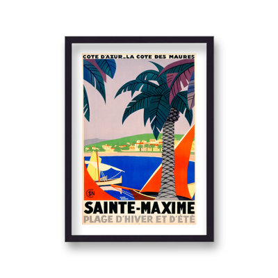 Vintage Travel St Maxime Cote D'azur With Border by Vouvart - Single Picture Frame Print