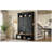 Classic Arched Design Hall Tree with 3 Hidden Storage, Farmhouse Mudroom with Walnut Bench, Mid-Century All-in-One Entryway Organizer with 5 Hooks for Hallway, Black-444503635