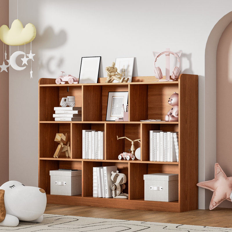 Ebern Designs White Cube Bookshelf, Wood Bookcase With 3 Tier Open Shelves, 10-cube Minimalist Storage Shelf For Living Room, 43.3" W X 35.4" H