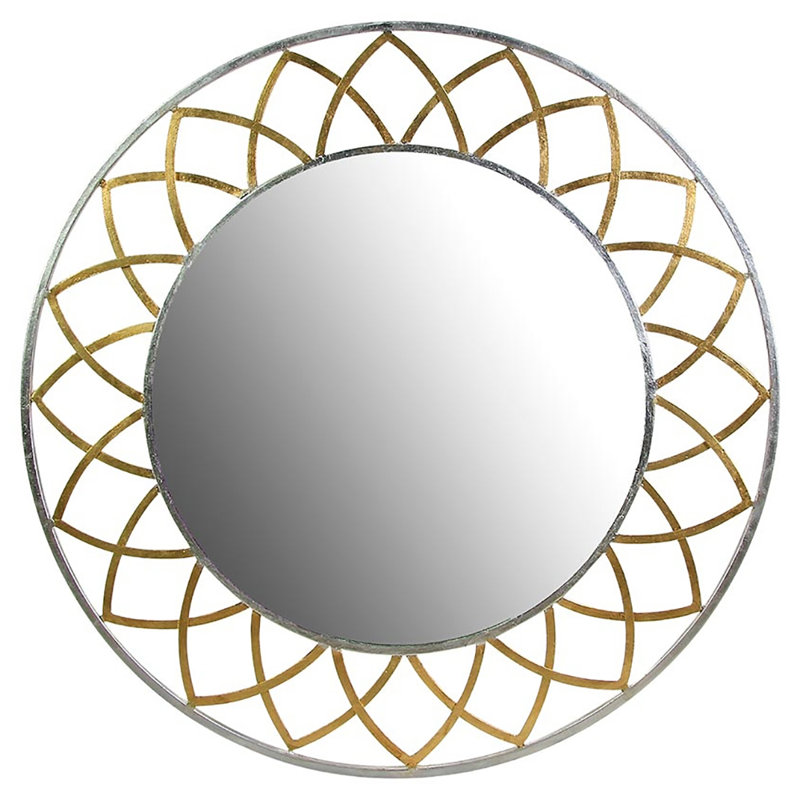 Dahlia Accent Mirror, Deep Ocean Antique French Gold/Clear Mirror