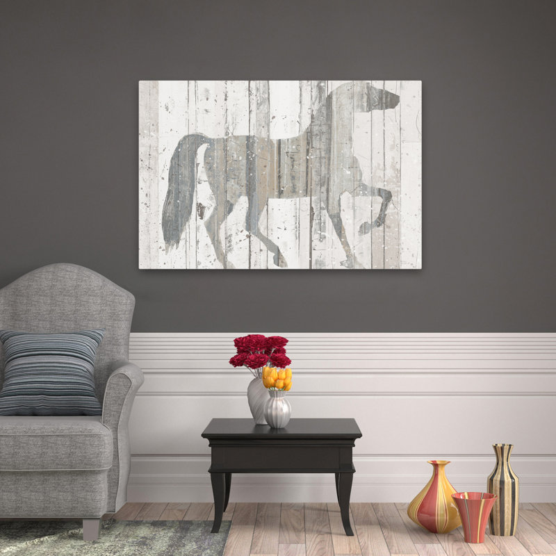 Contemporary Dark Horse Warm Grey Crop, 48" H x 32" W
