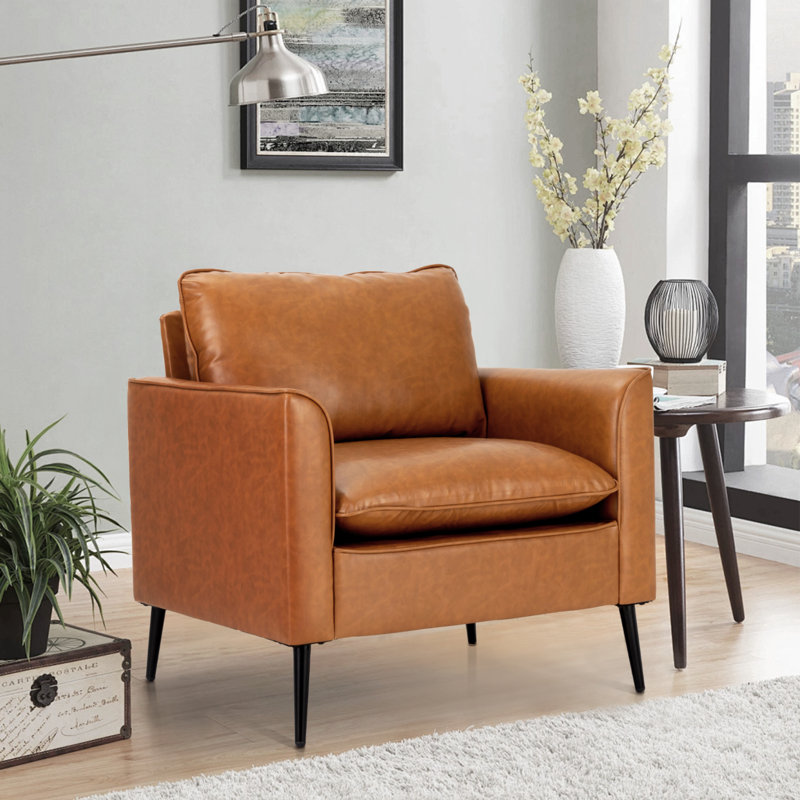  Fauteuil club Cher Century, Similicuir brun