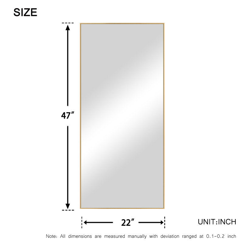 Miroir décoratif de salle de bain H 47 po x l 22 po, 47 po x 22 po, Doré