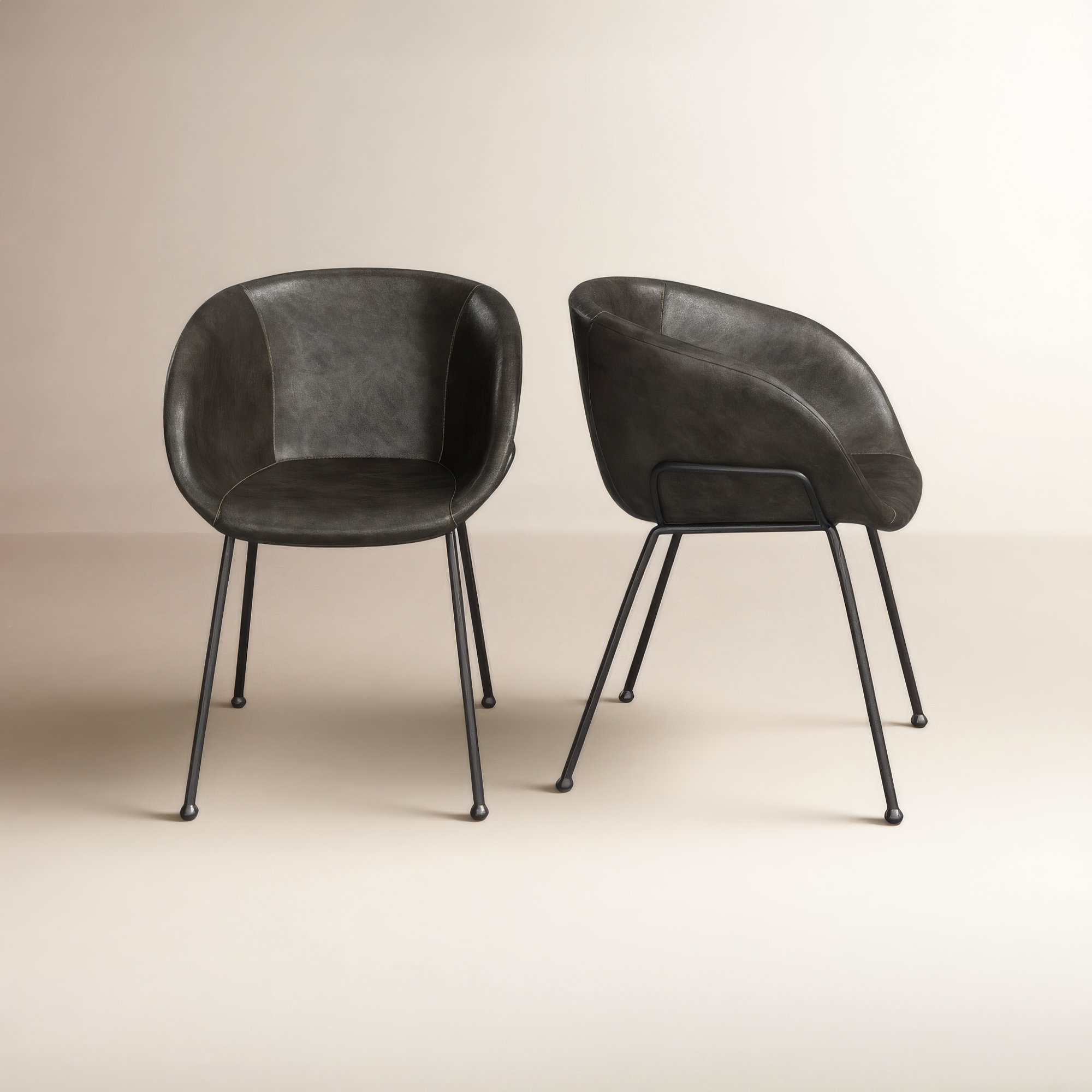 Ardea Upholstered Arm Chair, Dark Gray, Matte Black