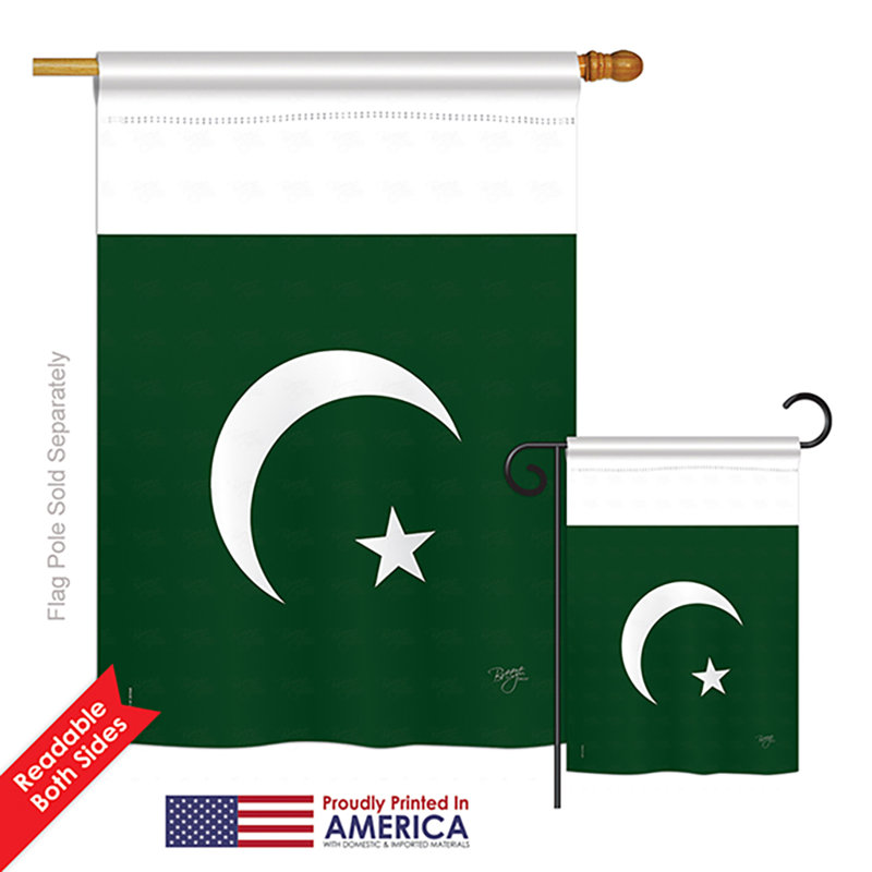 Drapeau de polyester vertical décoratif à 2 côtés pakistanais de la nationalité du monde