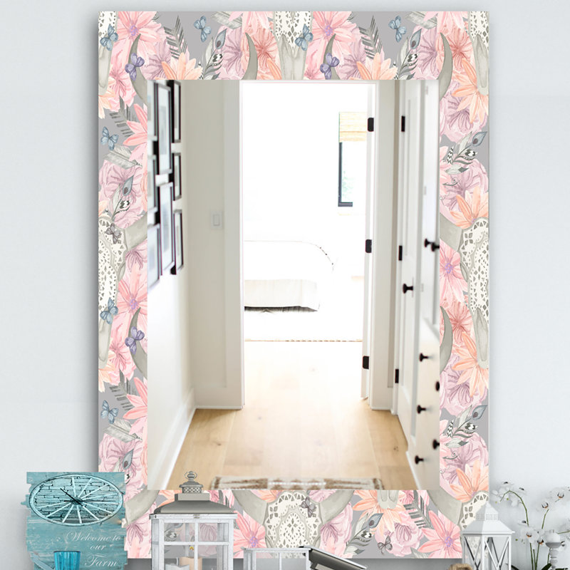 Miroir mural 25 fleurs, H 24 po x l 32 po